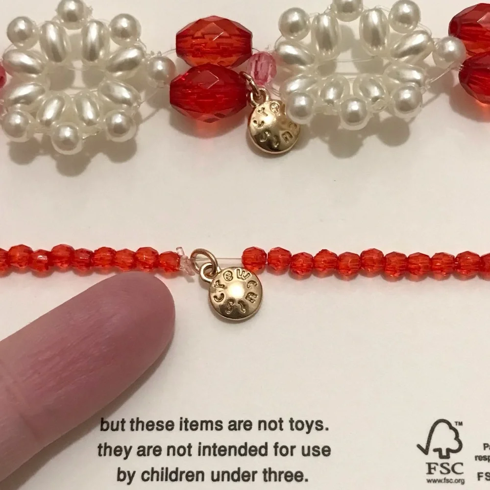 NWT Crewcuts Beaded Bracelet Set, Valentine’s Day Bow Red White J. Crew Girls